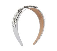 Bande de cheveux, mode féminine Bandeau Simple en strass, plein de diamants, cerceau à fleurs, large côté, accessoires for cheveux for femmes et filles(White)