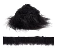 Bande de Fausse Fourrure Letsinstyle de 1.96 x 59(5) cm Bandes de Tissu Prédécoupées Noires Peluche Moelleuse et Duveteuse pour Bricolage Barbe de Gnome Cheveux de Père Noël Nain Fait à la Main