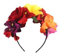 Bande de fleur d'Halloween Headpice mexicain Bandeau floral artificiel avec rose et orchidée en polyester léger festif pour Halloween, festival mexicain Femme Femme