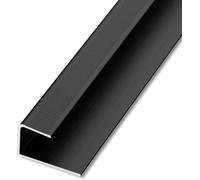 Bande De Garniture De Bordure en Métal en Forme De F 35i, Bandes De Transition du Bois Au Carrelage pour Les Portes, Revêtement De Sol en Vinyle, Esc, Black, Inner Height 18mm/0.7 in