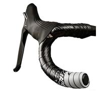 Bande de guidon de vélo de route avec construction rembourrée à double couche et face extérieure texturée pour minimiser les vibrations et améliorer la concentration du conducteur (noir et blanc)