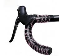 Bande de guidon de vélo de route, double couche absorbant les chocs, antidérapant, résistant à la transpiration, ruban de guidon de vélo en polyuréthane PVC pour les longs trajets (noir/rose)