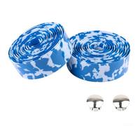 Bande de guidon de vélo de route, flexible et enveloppant en mousse de caoutchouc, antidérapant, 8 couleurs (blanc bleu)