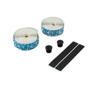 Bande de guidon de vélo, polyuréthane + EVA dégradé avec absorption des chocs antidérapante, prise élastique flexible pour vélos de route et VTT (blanc bleu)