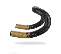 Bande de guidon élégante pour vélo de route, poignée rembourrée en cuir souple, complète avec extrémité de barre pour une utilisation facile (noir doré)