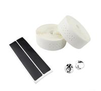 Bande de guidon en cuir PU pour vélo de course sur route avec texture perforée pour une prise en main confortable et une absorption des chocs Accessoire de cyclisme (blanc)