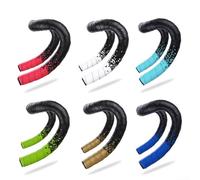 Bande de guidon en mousse EVA respirante avec texture en cuir souple et motif carbone pour vélo de route, équipée d'extrémités de barre pour un maintien sûr (noir rouge)