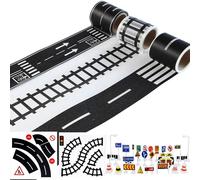Bande De Jeu Pour Voitures Et Trains Jouets, 3 Rouleaux, 4.8cm X 5m, Piste Courbe Droite, Panneaux De Circulation, Cadeaux Pour Enfants