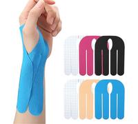 Bande de kinésiologie prédécoupée pour poignet - 12 pièces - Imperméable et respirante - Bandes de kinésiologie pour les mains - Pour bowling - Hypoallergéniques - Pour tunnel carpien