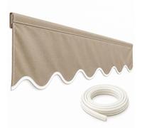 Bande de Lambrequin pour Store Extérieur, Toile de Rechange à Bord Ondulé en Polyester Déperlant, Volant Décoratif pour Store Banne Rétractable Balcon(Light Grey,19.7FT)