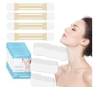Bande de Levage du Visage et du Cou, Masque Pour le Cou, Patch Anti Rides Cou,20 patchs Lift Tape + 4 cordes de levage,Face Lift Patch,Invisible,Kit de Lifting du Cou et des Yeux