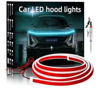 Bande de lumière de Capot LED, Voiture LED Bande de lumière, imperméable à l'eau Flexible drl Dynamic Scan Start hoodbeam Kit, Feux de Jour pour Voiture, Camion, 12V 59 inch, Bleu Glace, 1 Set