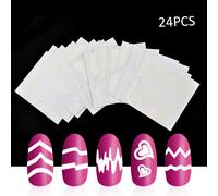 Bande De Manucure Française, 24 Pièces, Forme Géométrique, Guide À Franges, Autocollant, Conseils De Ligne, Outil De Conception De Décoration Des Ongles, Blanc