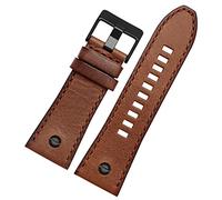 Bande de montre en cuir authentique pour ceinture de montre diesel DZ4476 / 4482 DZ7408 7406 4318 STRAP 22 24 26 28 mm Band de montre de bracelets pour hommes (couleur: 15 or brun, taille, taille: