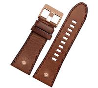 Bande de montre en cuir authentique pour ceinture de montre diesel DZ4476 / 4482 DZ7408 7406 4318 STRAP 22 24 26 28 mm Band de montre de bracelets pour hommes (couleur: 15 or brun, taille, taille: