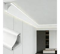 Bande de plafonnier LED en forme de couronne - Système d'éclairage indirect en aluminium de 2,4 m pour décoration d'intérieur élégante et éclairage mural