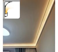 Bande de plafonnier LED moderne avec diffuseur de moulage en couronne, système de canaux LED mural de 1,2 à 30,5 m, rondelle murale blanche et éclairage de garniture de plinthe (4,5 m / 14.7ft)