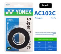 Bande De Poignée De Badminton Yonex Ac102c In Noir Antidérapante Absorbant La Sueur Reducant Les Chocs Pour Joueurs Professionnels