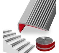 Bande de protection autocollante en caoutchouc flexible pour marchepieds d'escalier en forme de L - 3 m - 50 x 25 mm - Gris
