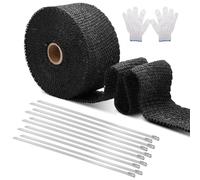 Bande de protection thermique déchappement,6mx5cm Ruban Isolant Thermique Echappement Bande Titane Fibre de avec 10 serre-câbles,Ruban isolant thermique tuyeau collecteur echappement pour moto voiture