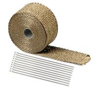 Bande de protection thermique pour pot d'échappement - 10 m x 5 cm - Jaune - Avec 10 serre-câbles en acier inoxydable - Basalte - Pour collecteur de moto