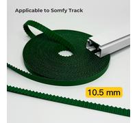 Bande de rail vert de 10,5 mm de large pour rail de rideau électrique, renforcée par fil métallique, accessoires de moteur de rail de rideau motorisé S 2m