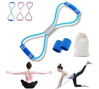 Bande de résistance Saludea, Bandes de résistance en Forme de 8 avec poignées, Corde de Traction élastique pour étirements complets du Corps, Corde de Tension pour Yoga, Fitness (Blue,Single)