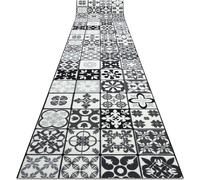 Bande de roulement caoutchoutée AZULEJO PATCHWORK motif tuiles Lisbonne gris / noir gris 67x300 cm