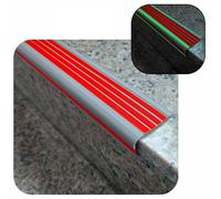 Bande de séparation pour sol, Nez de marche phosphorescent en plastique, 5 cm de large, protecteur de bord en forme de L, autocollant, multicolore, 1 à 10 m(Red,L100cm(39 3/8"))