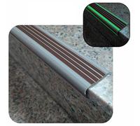 Bande de séparation pour sol, Nez de marche phosphorescent en plastique, 5 cm de large, protecteur de bord en forme de L, autocollant, multicolore, 1 à 10 m(Brown,L300cm(118 1/8"))