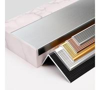 Bande de seuil autocollante en métal de 90 cm, facile à installer, bordure argentée durable pour marches sûres, 40 mm de largeur et 20 mm de hauteur