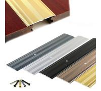 Bande de seuil de seuil en aluminium, bande de transition de sol, bande de finition antidérapante rainurée, profil plat pour seuils (doré)