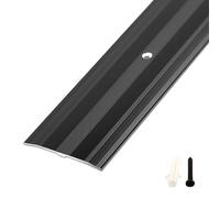 Bande de seuil de sol en aluminium de 6,1 cm de large, bande de transition à longueur réglable for sols irréguliers, vis incluses(Black,145cm)