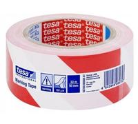 tesa Ruban de marquage au sol 60760 Rouge/Blanc 50 mm x 33 m