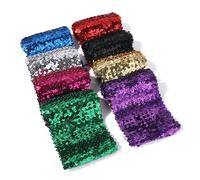 Bande de tissu extensible à bordure en sequins en largeur extra large de 10 cm et 20 cm,Matériau élastique métallique scintillant 8 couleurs,Neotrims UK [20cm Wide, Silver #1-1 meter]
