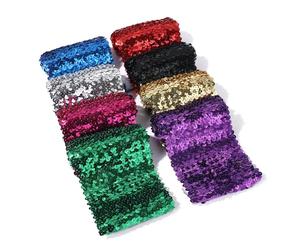 Bande de tissu extensible à bordure en sequins en largeur extra large de 10 cm et 20 cm,Matériau élastique métallique scintillant 8 couleurs,Neotrims UK [20cm Wide, Silver #1-1 meter]