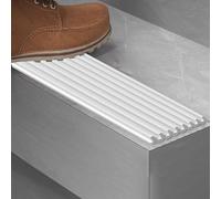 Bande de transition antidérapante pour bordure d'escalier, 0,9 à 1,5 m de long, convient pour une utilisation en intérieur et en extérieur, pour vinyle/carrelage/bois/marbre (blanc, L 0,9 m)
