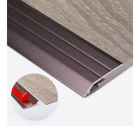 Bande de transition autocollante pour bords de sol/profilés de transition - Bande de transition métallique - Hauteur de rampe inférieure à 5 mm - Pour bois dur/moquette (marron foncé)