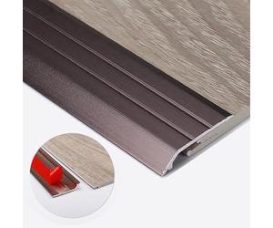 Bande de transition autocollante pour bords de sol/profilés de transition - Bande de transition métallique - Hauteur de rampe inférieure à 5 mm - Pour bois dur/moquette (marron foncé)