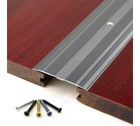 Bande de transition de 6 cm de large pour le bois et le carrelage, bande de transition en aluminium avec vis, couvre-seuil de porte pour une hauteur inférieure à 2 cm (gris, 1,3 m)