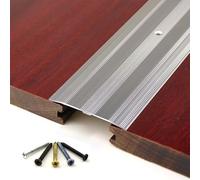 Bande de transition de 6 cm de large pour transitions de carrelage en bois, bande de transition en aluminium avec vis, seuil de porte pour une hauteur inférieure à 2 cm (argent, 0,9 m (35,4 pouces))