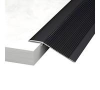 Bande de Transition de Sol en Aluminium 90 × 10 cm avec Finition Ondulée, Barre de Seuil Adaptée aux Différences de Hauteur de 1 à 4,5 cm(Black)