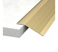 Bande de Transition de Sol en Aluminium 90 × 10 cm avec Finition Ondulée, Barre de Seuil Adaptée aux Différences de Hauteur de 1 à 4,5 cm(Gold)