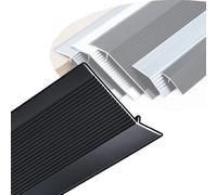 Bande de transition de sol en aluminium pour sols inégaux de 3,5 cm, rampe de seuil de porte intérieure, noire, 110 cm, housse de carrelage en bois durable pour une entrée en douceur