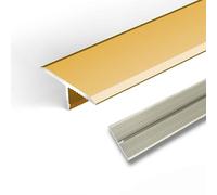 Bande de Transition en Aluminium Barre de Seuil Profilé de Transition en T Barre, Imperméable et Résistant À L'humidité, pour Relier Les Espaces du Sol, Carrelage(Gold,W3.3*L270cm(3 * 90cm))