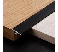 Bande de transition en aluminium en forme de T Barre de Seuil Orange/Or/Argent/Noir/Or rose Montage facile for sols stratifiés, moquettes et carrelages(Black,8mm L300cm/9.8ft)