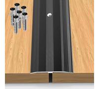 Bande de transition en métal - Bande plate pour plancher en bois, seuil de selle cannelé de 6 cm de large pour porte, bordure de sol en vinyle