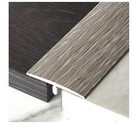 Bande de transition en T avec finition grain de bois gris, couvre-joint de sol pour carreaux de bois, sols stratifiés en vinyle, portes d'entrée, PVC (B 1,3 m)
