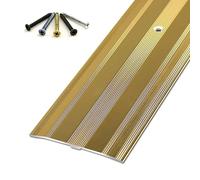 Bande de transition for porte en aluminium Vis incluses Bande de transition for sol en bois et carrelage for des différences de niveau de sol allant jusqu'à 2 cm(Gold,115cm/45in)