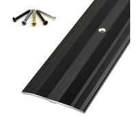Bande de transition for porte en aluminium Vis incluses Bande de transition for sol en bois et carrelage for des différences de niveau de sol allant jusqu'à 2 cm(Black,115cm/45in)